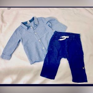 H&M Baby boy linen set 6-9 NWOT